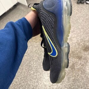 Nike VaporMax Flyknit Blue and Neon Sneakers